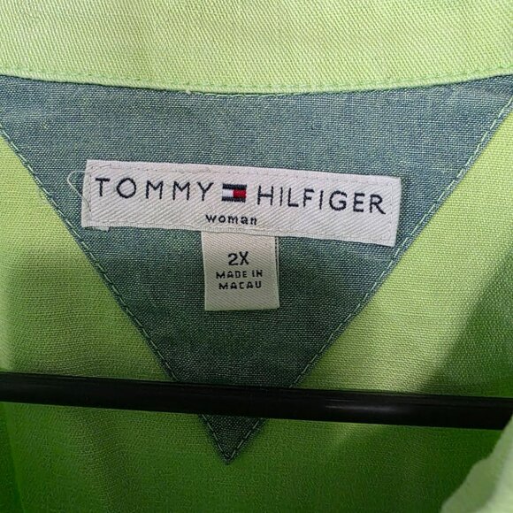 Vintage Tommy Hilfiger Jacket Womens Plus 2X Green Y2K Trucker Jean Jacket Styl - Picture 4 of 8